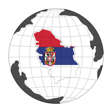 Serbia Country Map in Globe