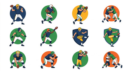 Fototapeta premium Colorful Illustrations of Football Players Celebrating.