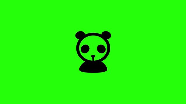 4K resolution video of a cute giant panda bear face mascot silhouette bouncing into view. Perfect popup asset for wildlife conservation and zoo blog.