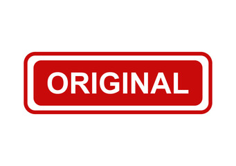 Obraz premium Red original badge with white text isolated on transparent background