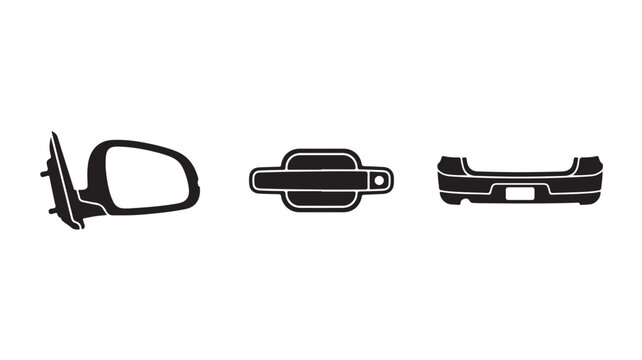 Car Side Mirror Tow Hook And Bumper On White Background For Automotive Parts Concepts