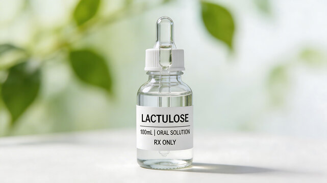 Lactulose oral solution bottle emphasizing healthcare innovation and patient well-being