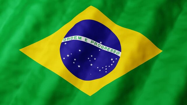 3d Brazilian flag animation waves gently in the breeze