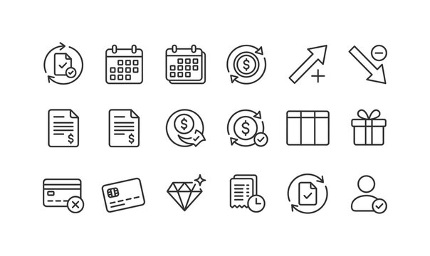 Banking transaction icons showing credit card processing payment and account status.