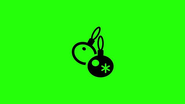High quality 4K video showing a pair of festive Christmas ornament balls silhouette representing holiday tree decoration bouncing. Creative winter asset.