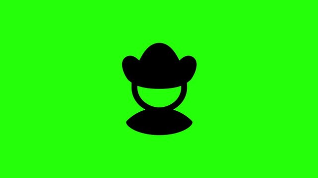Dynamic 4K resolution asset showing a classic explorer man portrait silhouette with a captain hat bouncing. Playful popup profile avatar avatar element.