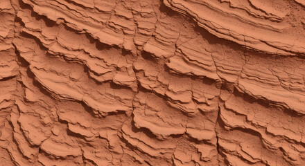 Fototapeta premium A close-up view of rugged, layered terracotta landscape texture