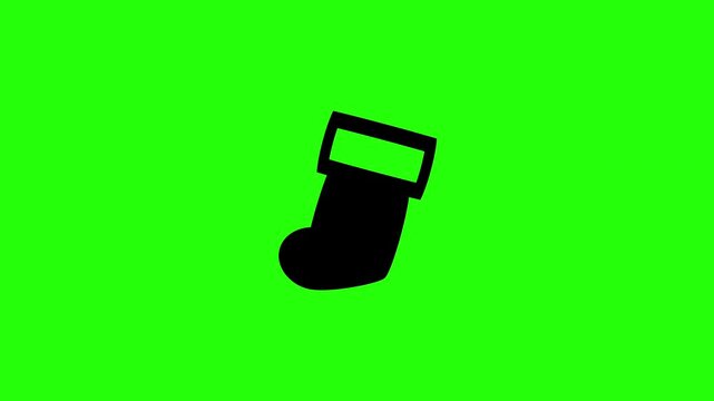 Clean 4K horizontal video showing a traditional hanging winter Christmas stocking sock silhouette bouncing. High quality festive interior layout asset.
