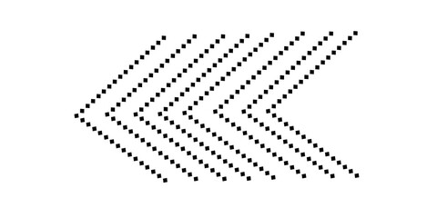 Geometric halftone black squares chevron pattern pointing left direction sign element clipart png image © Samsur