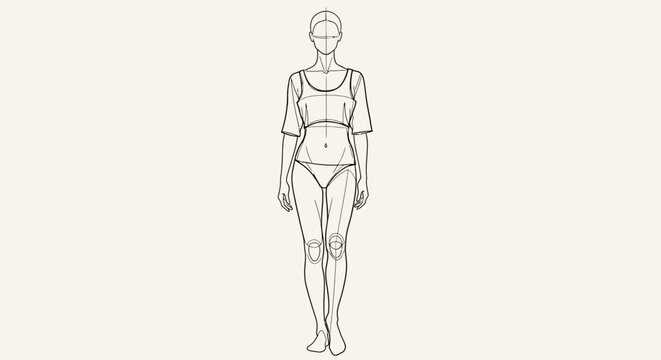 Minimalistic Gesture Drawing of a Female Figure Standing in a Balanced Pose