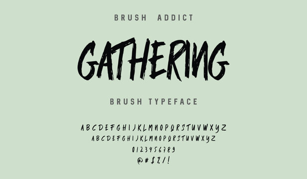 display brush font with textured hand drawn alphabet and numbers for urban street style design. Brush stroke alphabet letters vector design: A, B, C, D, E, F, G, H, I, J, K, L, M, N, O, P, Q, R, S, T,