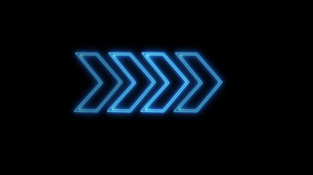 Fast Forward Neon Arrow Icon on Black Background