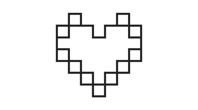 Pixelated Heart Outline Icon A Digital Symbol of Love and Affection