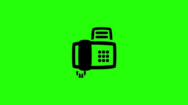Beautiful 4K motion asset containing a traditional corporate desk fax machine with paper silhouette bouncing cleanly. Clean vintage communication graphic.