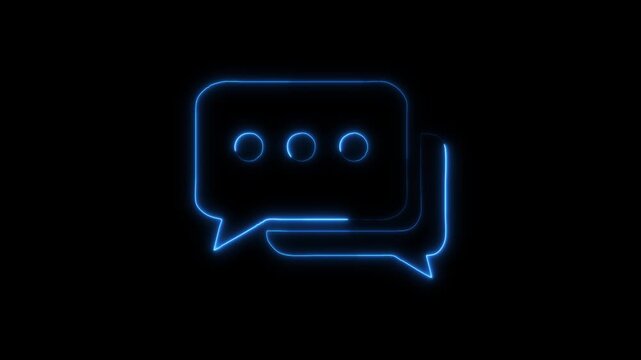 glowing neon message box icon animation video notice receive massage animated sign symbol on black background