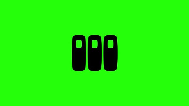 Dynamic 4K resolution asset showing a row of corporate ring binder document folders silhouette bouncing. Playful popup bookkeeping organization icon element.