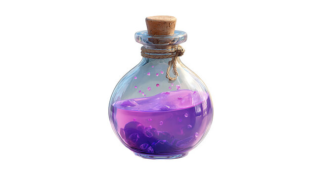 Glowing Purple Potion Bottle Halloween Vector Illustration