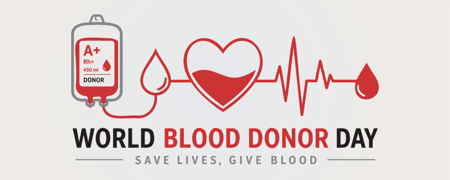 World Blood Donor Day Medical Heart Banner