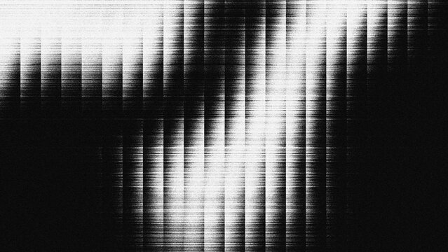 Black and White Glitch Texture Background with Vertical Pixel Distortion and Grainy Noise Effect for Retro Tech Cyberpunk Design