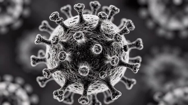 AI-generated: a group of viruses viewed via electron microscopy.