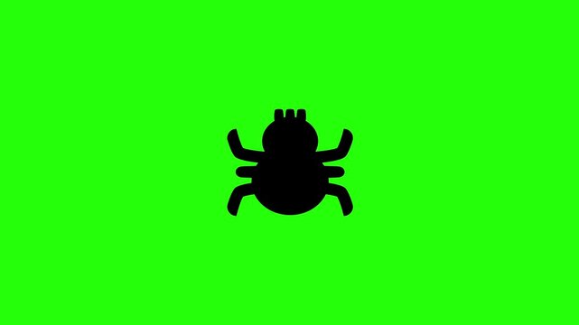 4K horizontal layout featuring a creepy eight legged poisonous spider silhouette bouncing. Tactical popup arachnophobia pest control application web icon.