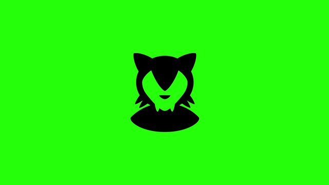 Dynamic 4K resolution asset showing a fierce mythical werewolf monster face silhouette bouncing. Playful popup fantasy folklore cinema web icon element.