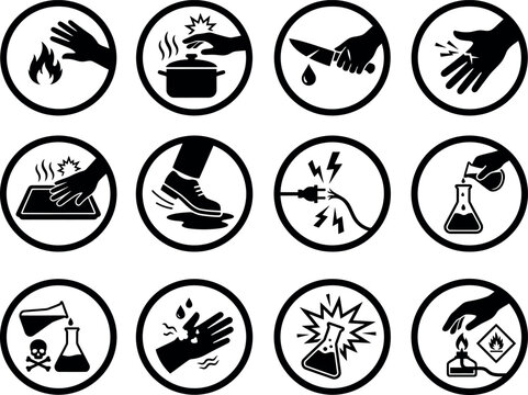 Warning signs for laboratory and industrial hazards