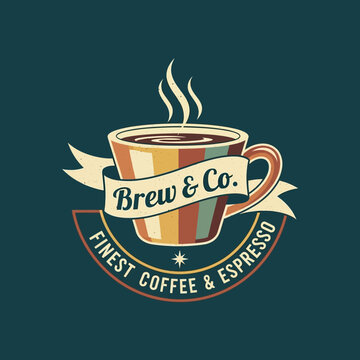 Colorful Coffee Cup with Steam Rising.