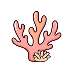 Naklejka premium Cartoon coral reef plant underwater with playful pink and orange colors and ocean mood
