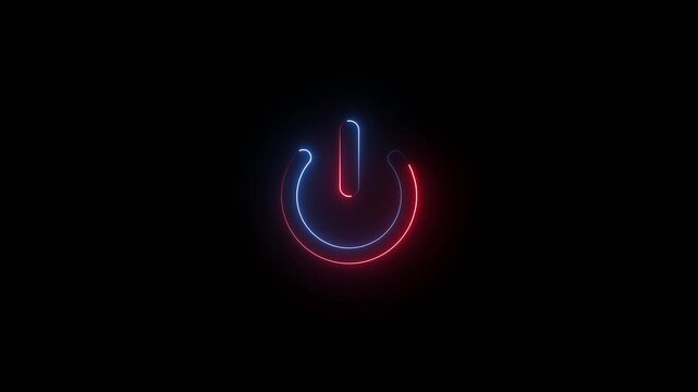 Neon Power Button Icon Animation: Glowing On Off Switch Loop for Cyberpunk UI, Gaming, and Tech App