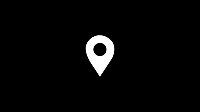 Glowing abstract Location Pin Icon on Black Background with Digital Ripple Effect