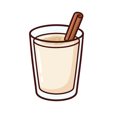 Creamy eggnog with cinnamon stick and nutmeg topping for holiday comfort and warmth