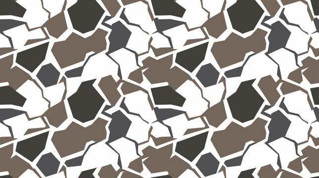Seamless abstract camouflage pattern with organic shapes in earthy tones.