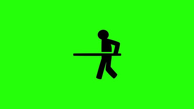 Clean 4K horizontal video showing a recovering patient gripping a parallel bar for gait retraining silhouette bouncing. High quality mobility care asset.