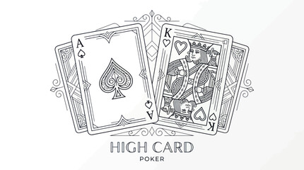Ace and King Poker Cards Illustration - Elegant Line Art Design © Zahem
