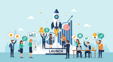 Business Project Launch and Startup Growth Strategy Illustration © Tuku