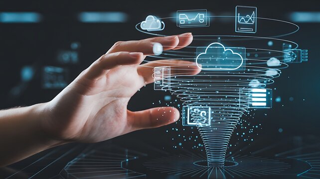 AI Productivity Reassessment - A hand interacts with a digital interface, highlighting an AI process encountering a bottleneck, symbolizing automation challenges in a modern, minimal UI.