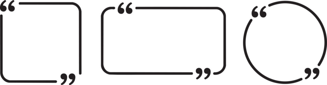 quotation frame icon set with speech quote borders and text box templates vector illustration