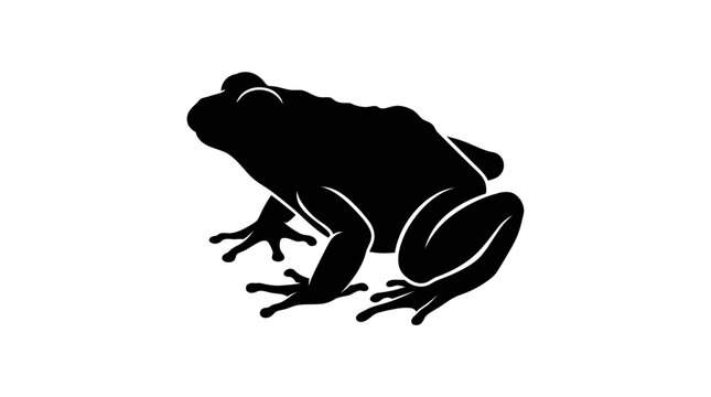 Black frog silhouette jumping against bright white background minimalist nature art