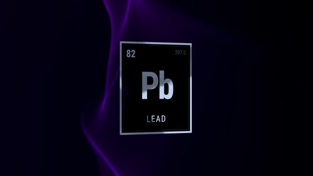 Lead Periodic Table Element Symbol Pb with Purple Abstract Background