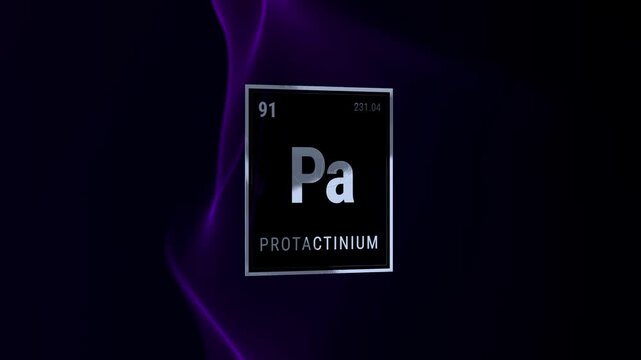 Protactinium Element Symbol on Dark Purple Abstract Background