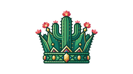 Cactus Crown with Flowers - Mexican Desert Royalty Icon © ardan