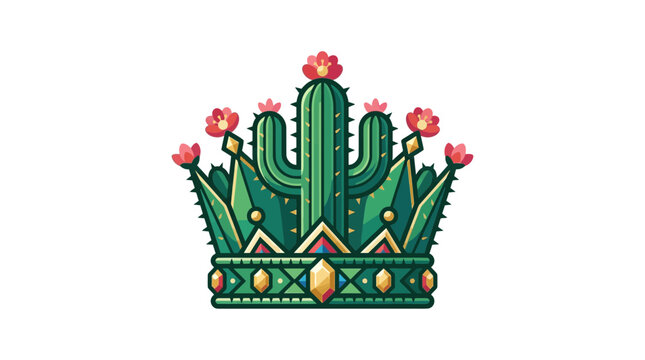 Cactus Crown with Flowers - Mexican Desert Royalty Icon