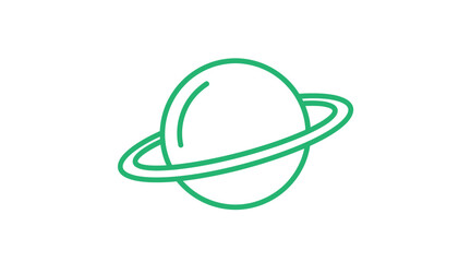 Fototapeta premium Green line art planet saturn icon on white background with astronomy universe minimalist education discovery exploration celestial astrophysics abstract isolated planetary spacecraft