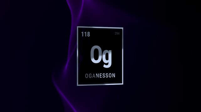 Oganesson Element Periodic Table 3D Render on Dark Background