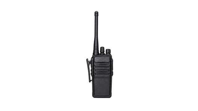 Foreman radio with an antenna and control knobs photographed front on view transparent