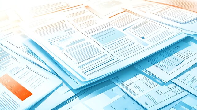 Stack of Medical Documents and Forms in Bright Office Setting