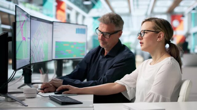 Logistics Coordinators Using Computer Screens