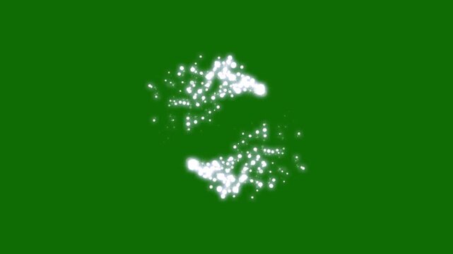 2D glitter star sparkle animation with magic line dust and pixie dust path, cartoon glitter with white stars and bokeh lights sparkle on green screen background, 4K VFX overlay asset