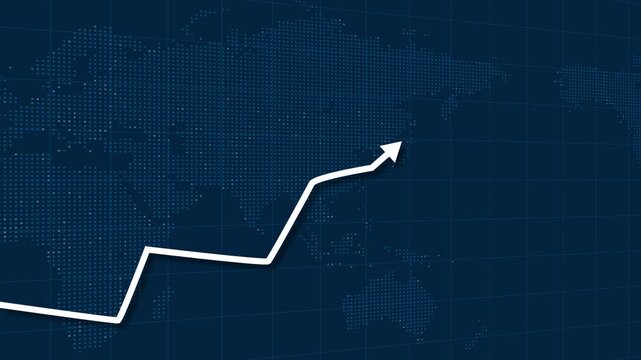 business graph icon animation. Green arrow rising transparent channel .Arrow growth chart of economy icon red color animated down to up arrow animation.on black background.
